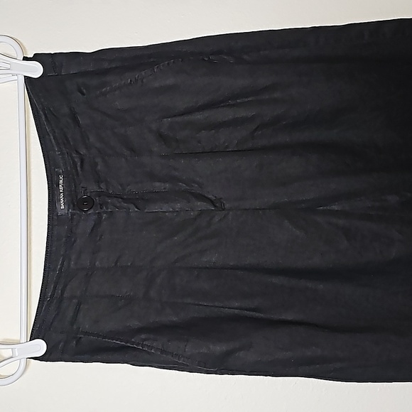 Banana Republic HR Pleated Pant Trouser Slacks Linen High Waisted Wide Black 4 L - Picture 4 of 14